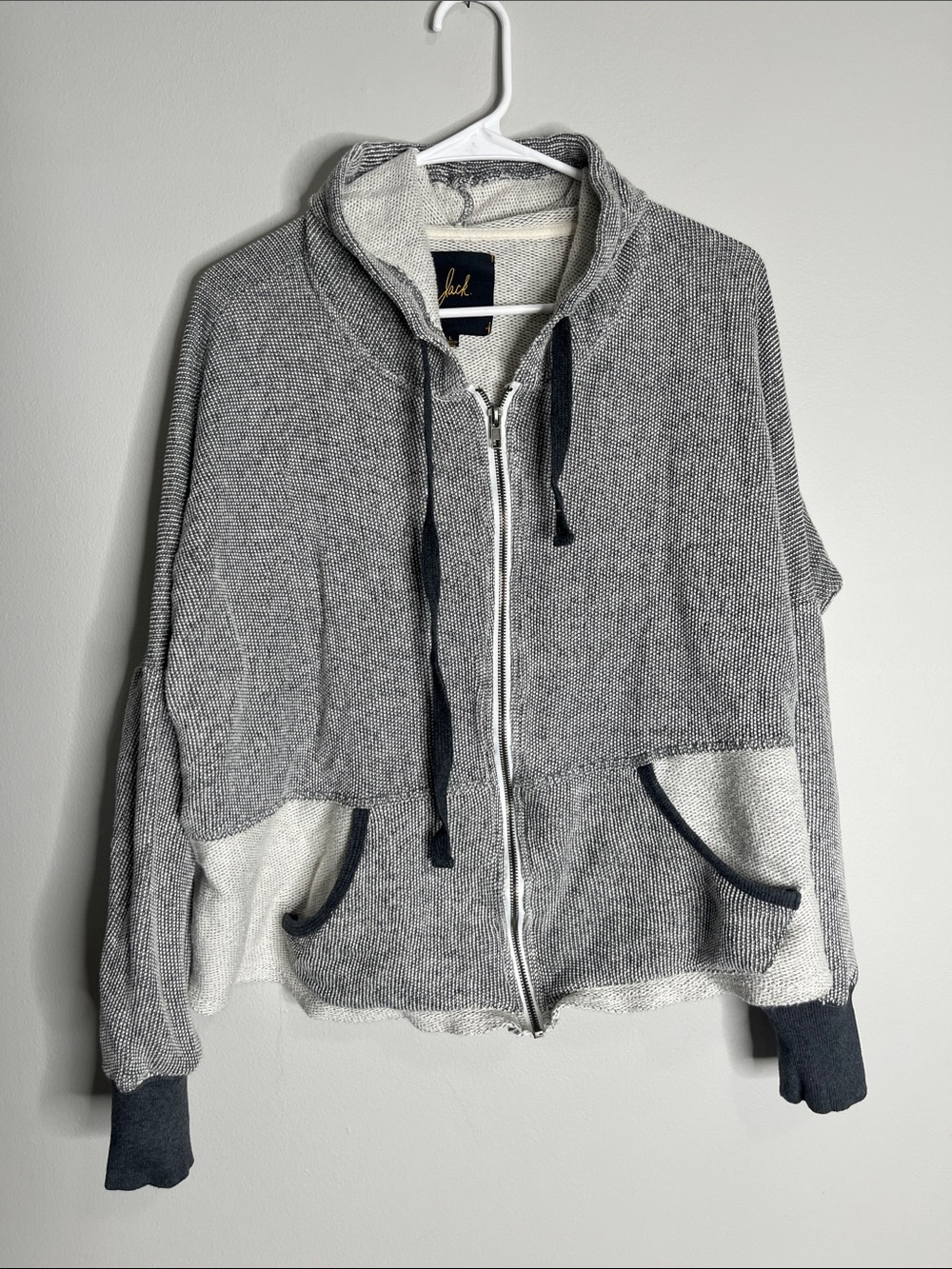 Jack Gray Heather Zip Hoodie with Dark Trim